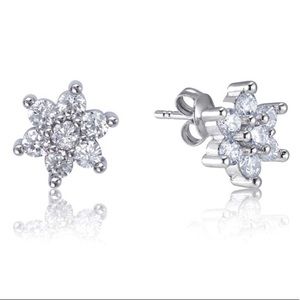 18K White Gold plated blossom earrings.